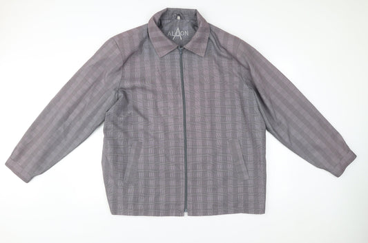 Alaon Men's Grey Checked Mid-Length Zip Jacket XL