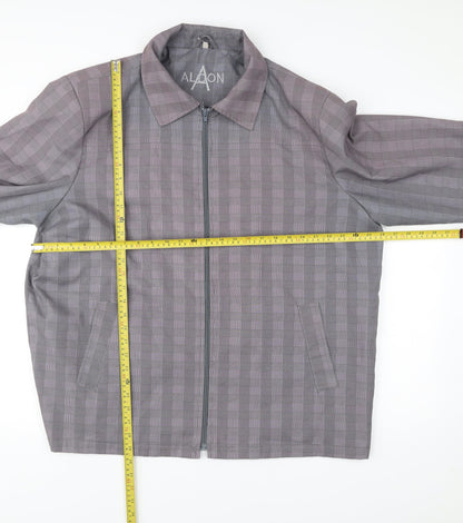Alaon Men's Grey Checked Mid-Length Zip Jacket XL