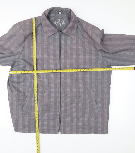 Alaon Men's Grey Checked Mid-Length Zip Jacket XL