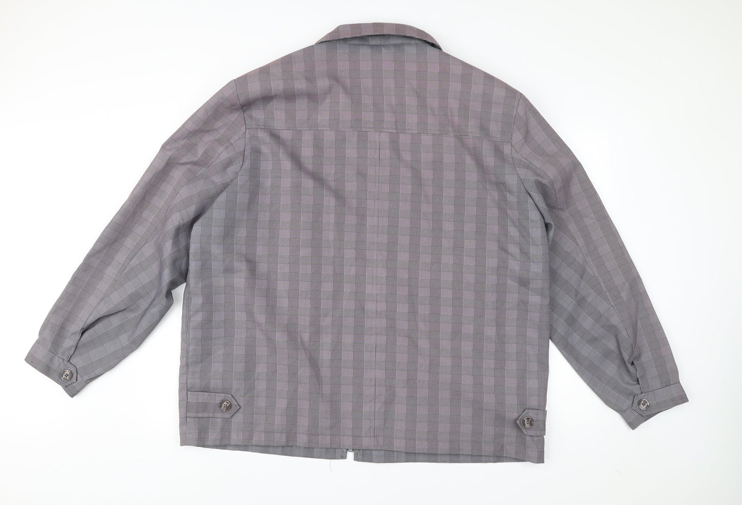Alaon Men's Grey Checked Mid-Length Zip Jacket XL
