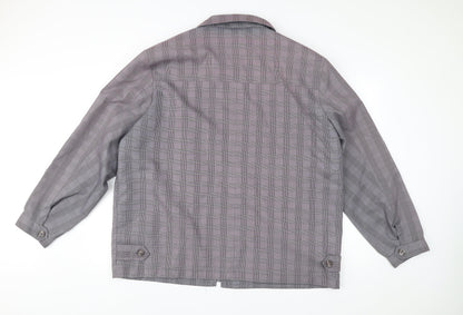 Alaon Men's Grey Checked Mid-Length Zip Jacket XL