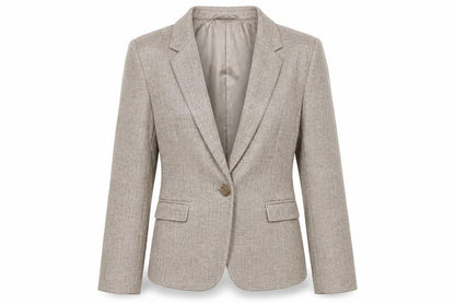 Zara Womens Beige Wool Blend Blazer Jacket Size 8 Regular Workwear