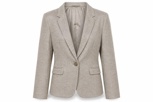 Zara Womens Beige Wool Blend Blazer Jacket Size 8 Regular Workwear