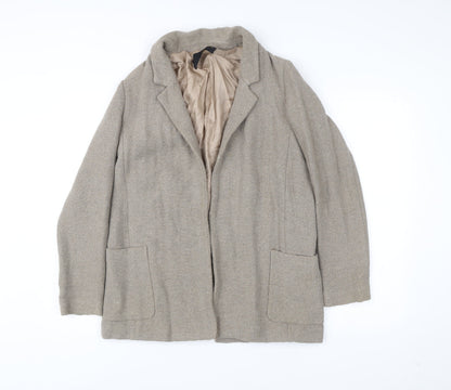 Zara Womens Beige Wool Blend Blazer Jacket Size 8 Regular Workwear