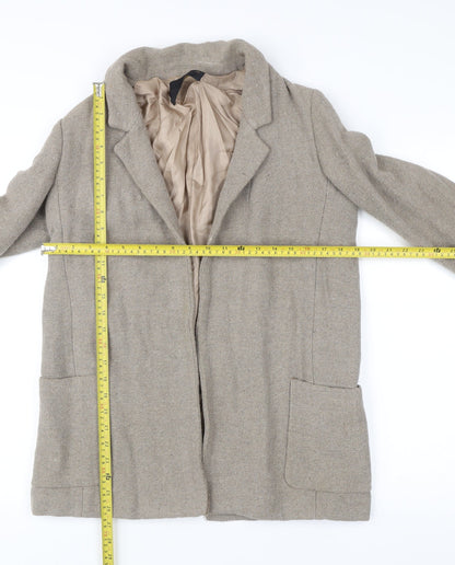 Zara Womens Beige Wool Blend Blazer Jacket Size 8 Regular Workwear