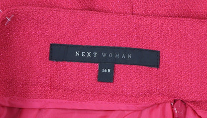 Next Women Pink Size 16 Pencil Skirt Knee Length Button Detail