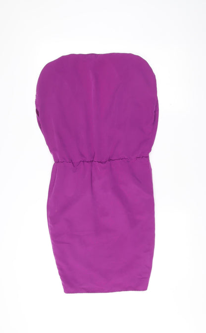 Topshop Women’s Purple Strapless Bodycon Dress UK 6 Short Party