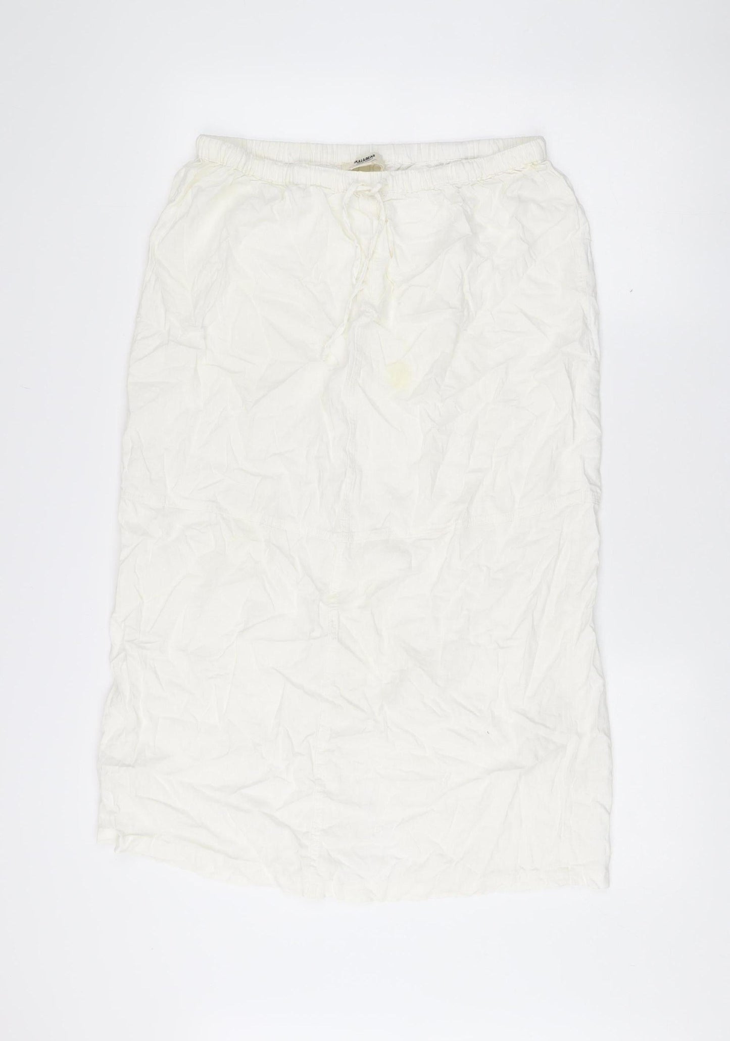 Pull&Bear Women’s White XL Linen Blend Knee Length Skirt