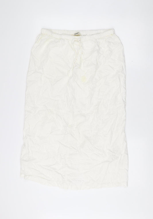 Pull&Bear Women’s White XL Linen Blend Knee Length Skirt