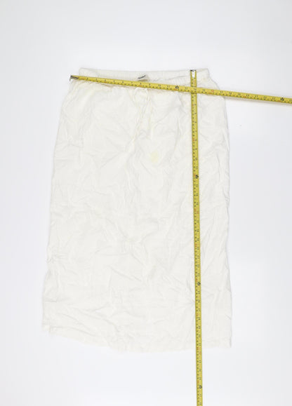 Pull&Bear Women’s White XL Linen Blend Knee Length Skirt