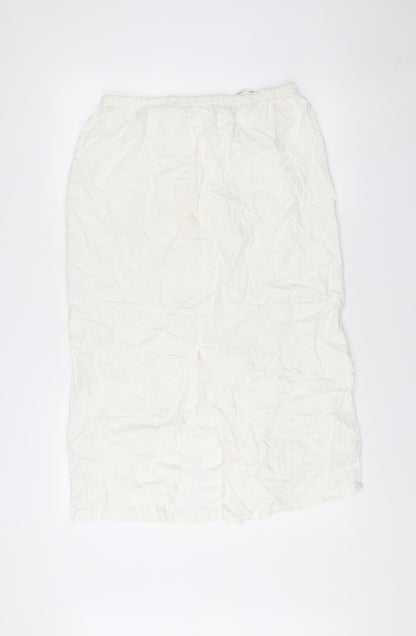 Pull&Bear Women’s White XL Linen Blend Knee Length Skirt