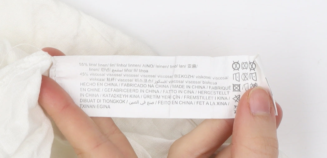 Pull&Bear Women’s White XL Linen Blend Knee Length Skirt