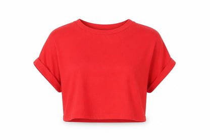 Cider Women’s Red XS Cropped Jersey T-Shirt Casual Summer Top