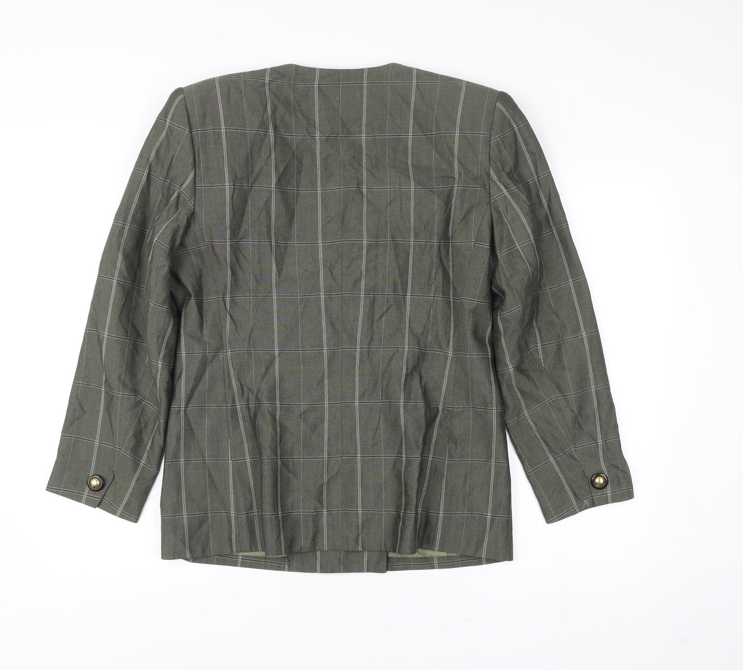 Atrium Petite Women’s Green Check Double-Breasted Blazer Size 8
