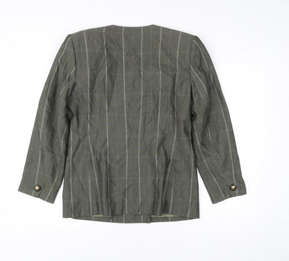 Atrium Petite Women’s Green Check Double-Breasted Blazer Size 8