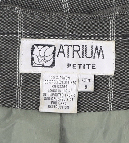 Atrium Petite Women’s Green Check Double-Breasted Blazer Size 8