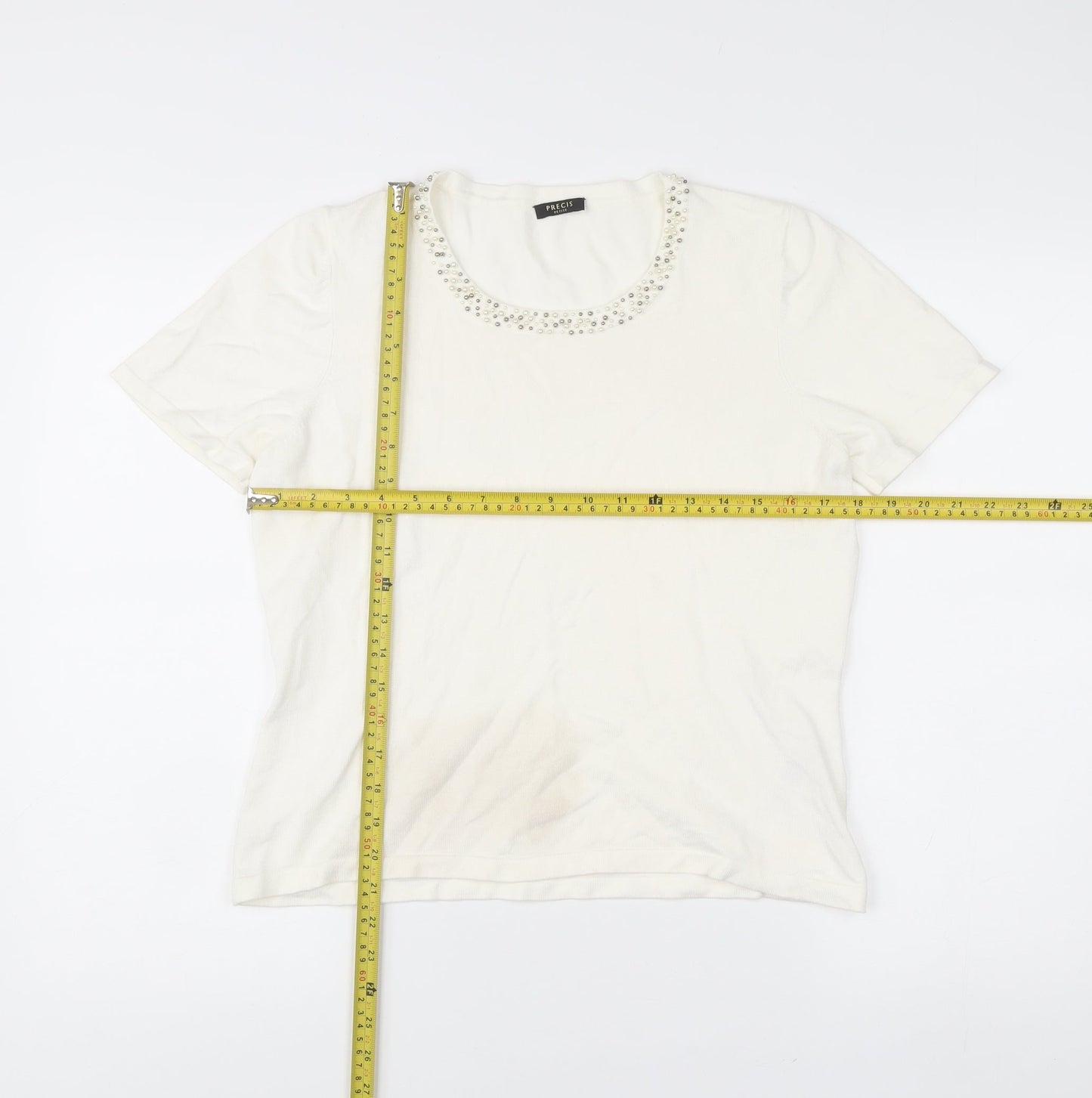 Womens UK Size M Precis Petite Ivory Basic T-Shirt