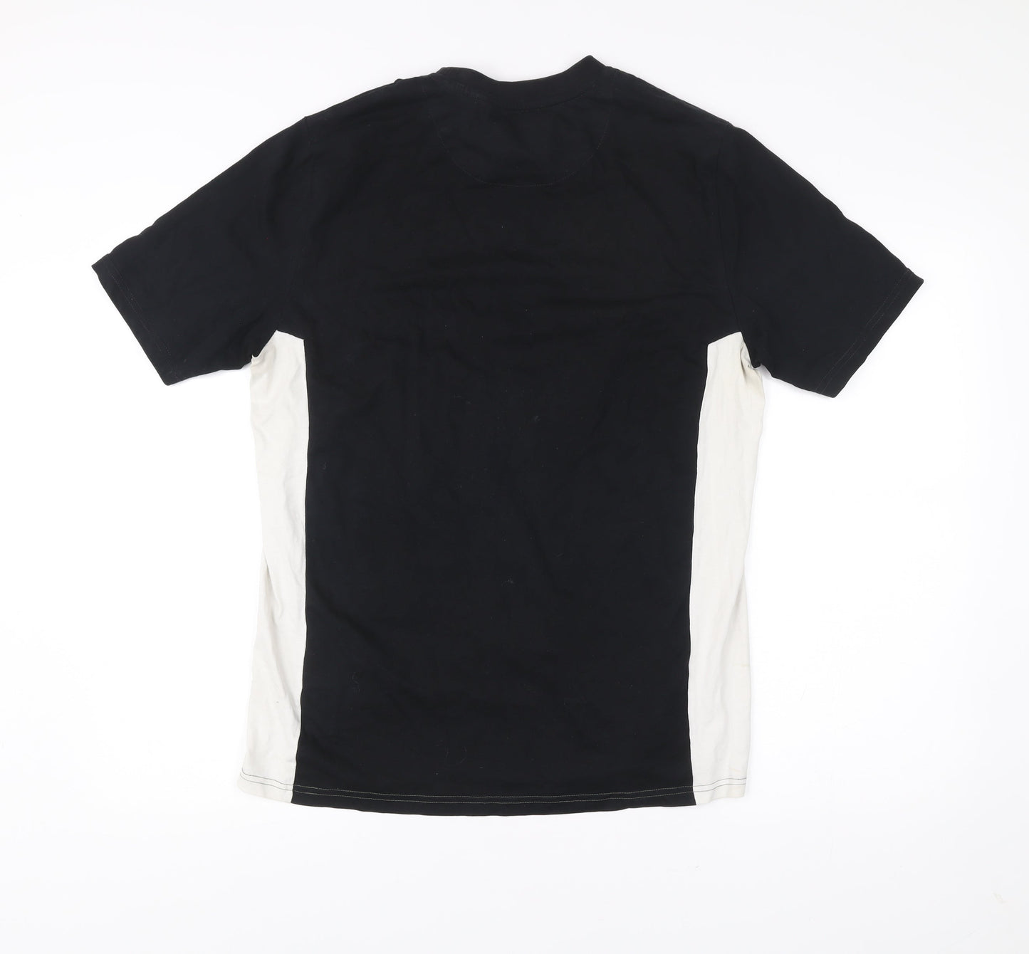 Lyle & Scott Mens M Black Green Beige Colourblock Cotton T-Shirt