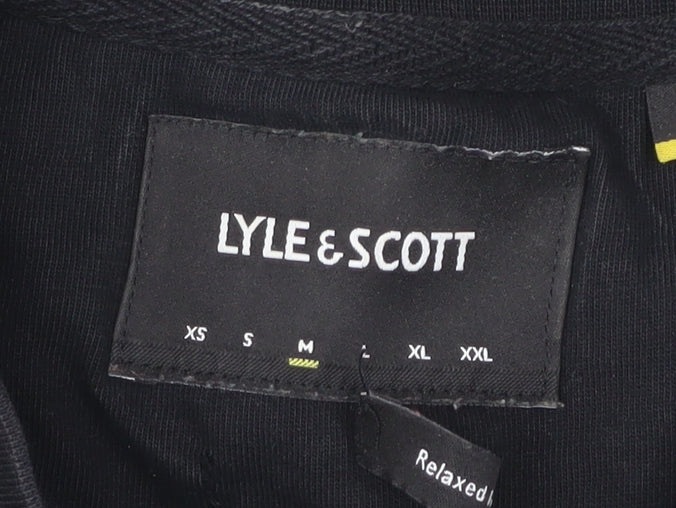 Lyle & Scott Mens M Black Green Beige Colourblock Cotton T-Shirt