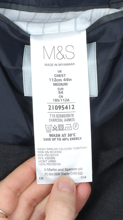Marks and Spencer Men’s Grey Blazer 44in Regular Fit 2 Button