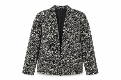 Tu Women Black Animal Print Blazer Jacket Size 12 Polyester