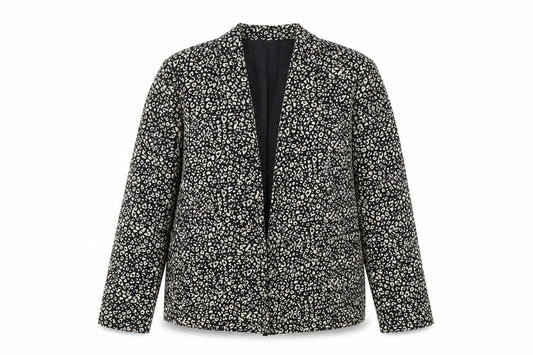 Tu Women Black Animal Print Blazer Jacket Size 12 Polyester