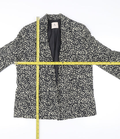 Tu Women Black Animal Print Blazer Jacket Size 12 Polyester