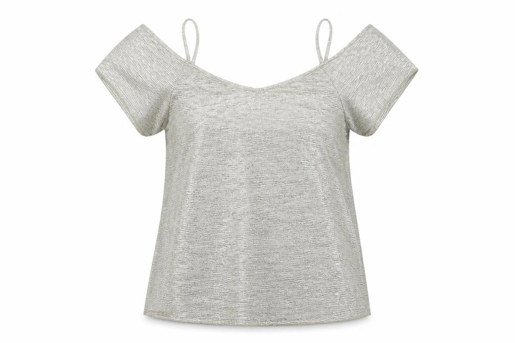 Womens UK Size 12 Peacocks Silver Camisole T-Shirt