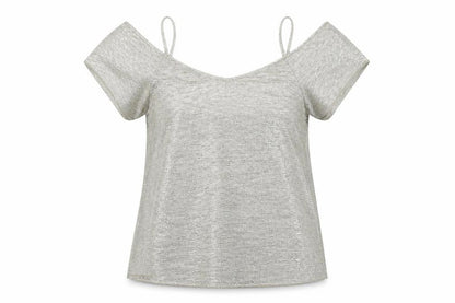 Womens UK Size 12 Peacocks Silver Camisole T-Shirt