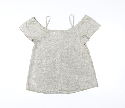 Womens UK Size 12 Peacocks Silver Camisole T-Shirt