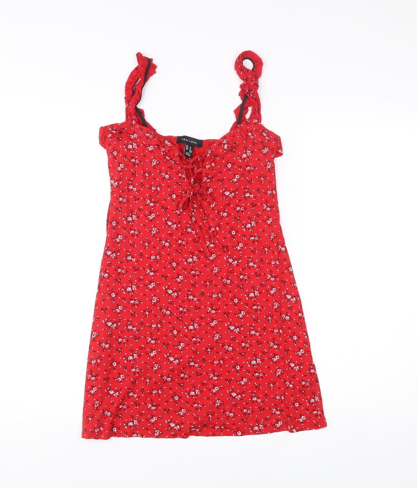 New Look Women’s Red Floral Slip Dress Size 8 Sleeveless Summer