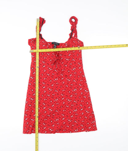 New Look Women’s Red Floral Slip Dress Size 8 Sleeveless Summer