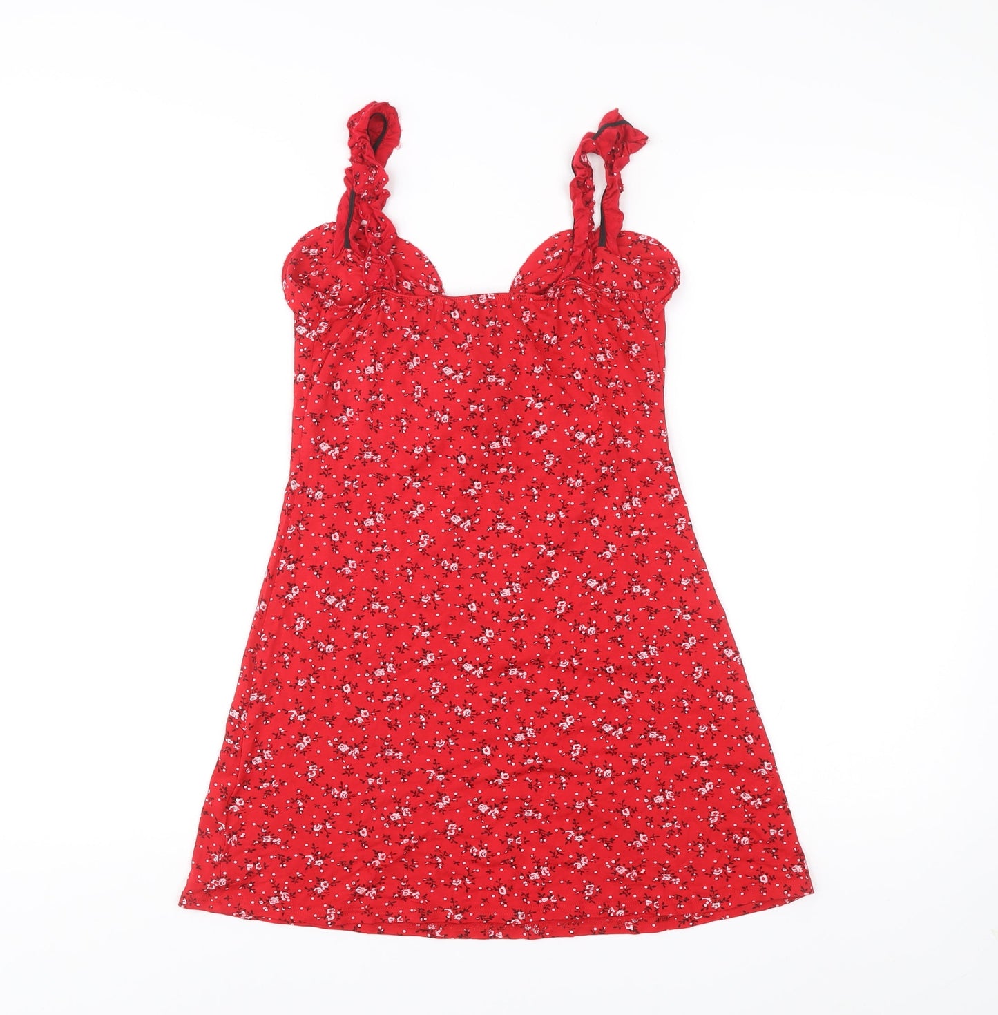 New Look Women’s Red Floral Slip Dress Size 8 Sleeveless Summer