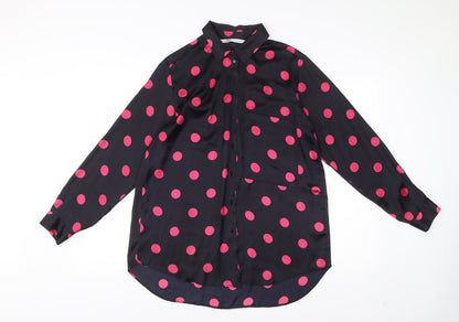 Womens UK Size M Zara Black Basic Button-Up