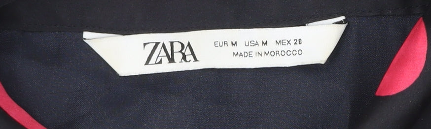 Womens UK Size M Zara Black Basic Button-Up