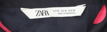 Womens UK Size M Zara Black Basic Button-Up