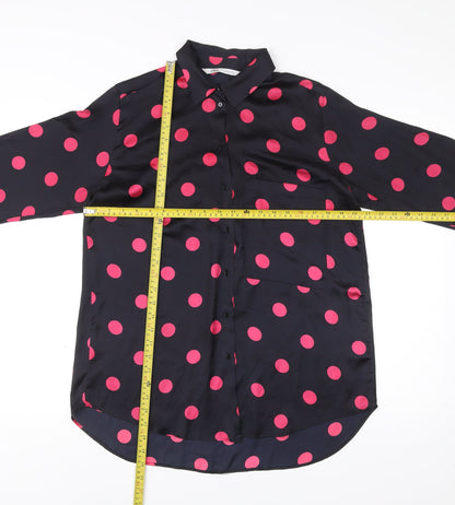 Womens UK Size M Zara Black Basic Button-Up