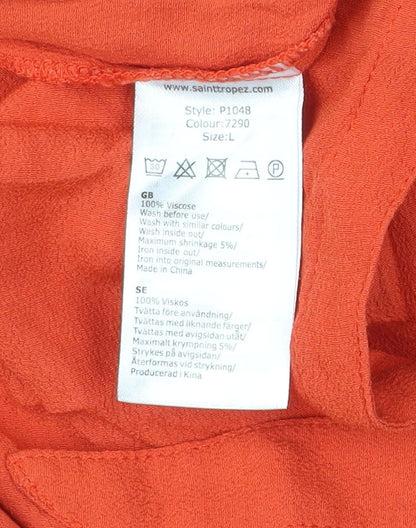 Womens UK Size L Saint Tropez Orange Tunic Blouse