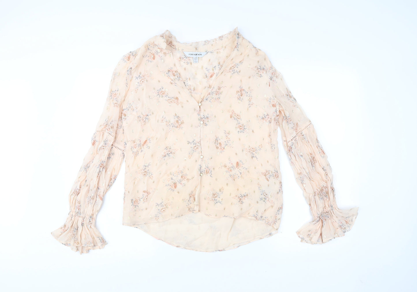 Womens UK Size 8 Forever New Beige Tunic Blouse