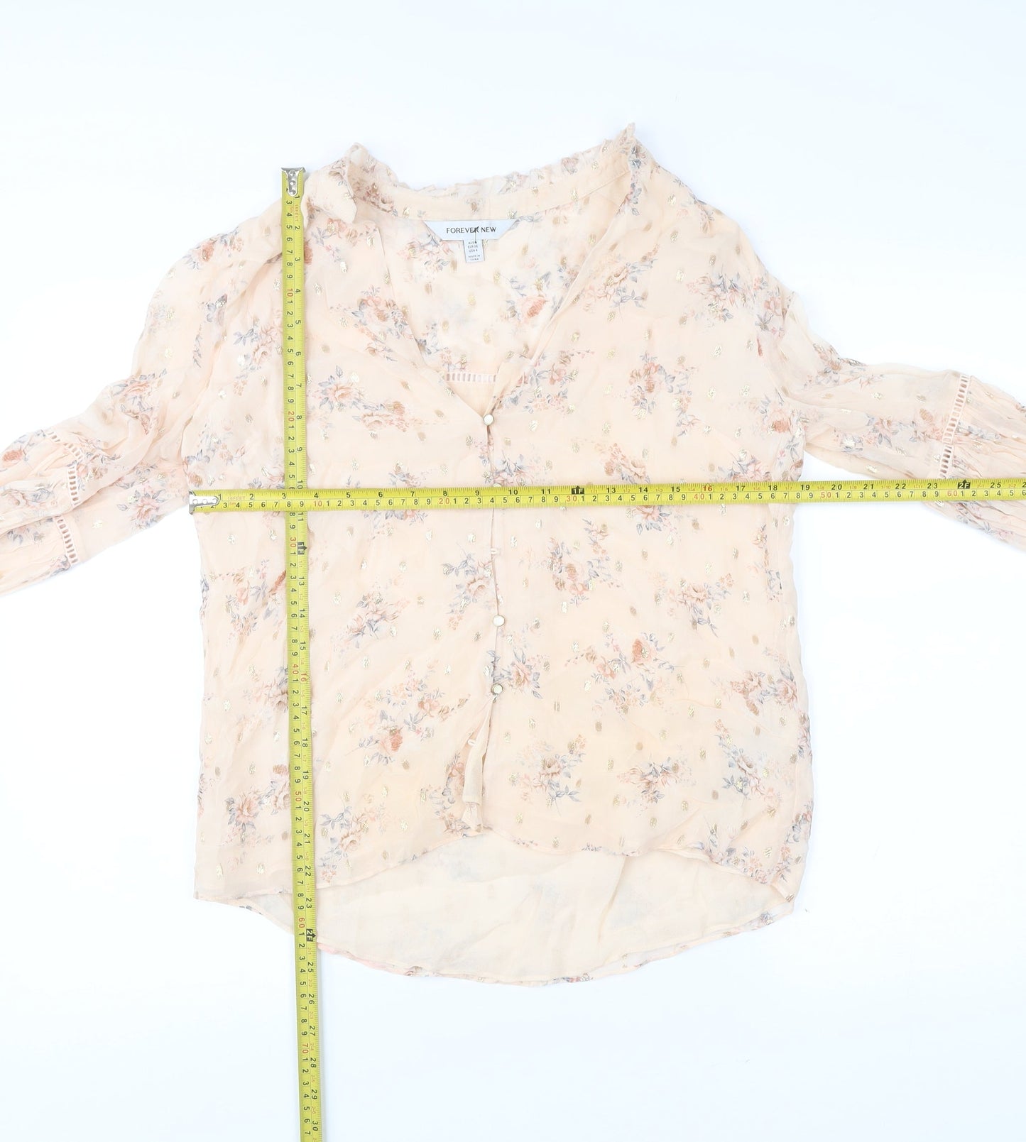 Womens UK Size 8 Forever New Beige Tunic Blouse