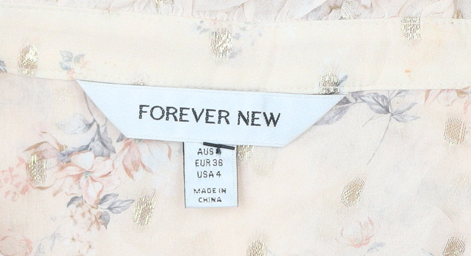 Womens UK Size 8 Forever New Beige Tunic Blouse