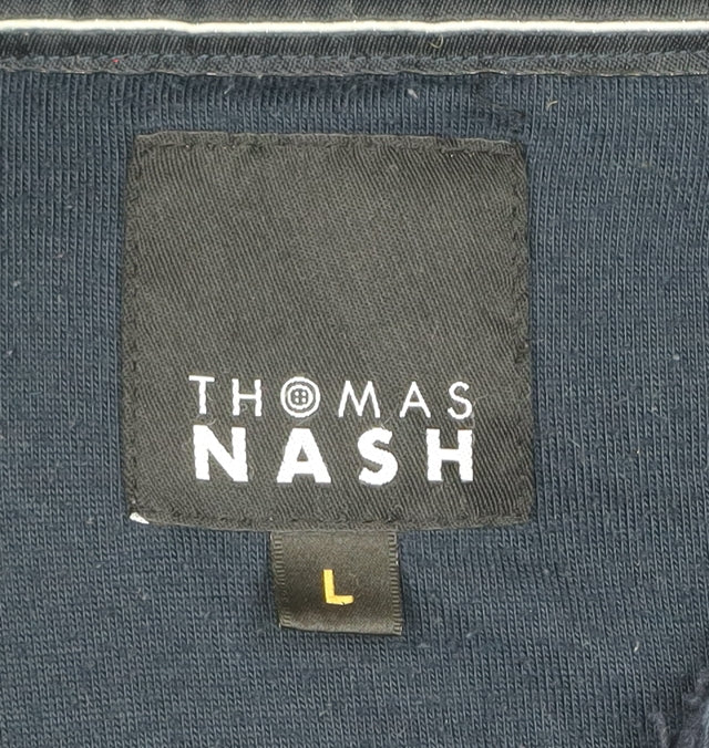 Thomas Nash Mens Blue Fleece Pullover Sweatshirt L 1/4 Zip