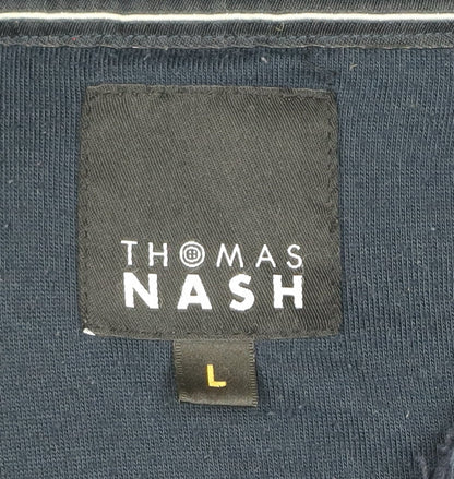 Thomas Nash Mens Blue Fleece Pullover Sweatshirt L 1/4 Zip