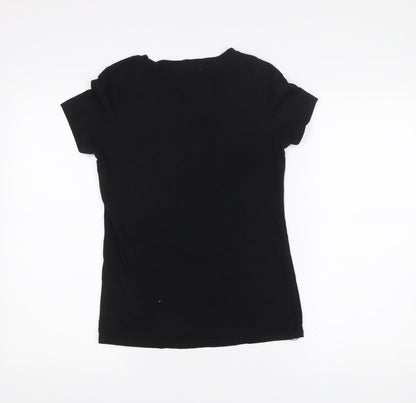 Yu & Me Paris Women's Black S T-Shirt Fearless Female Studded