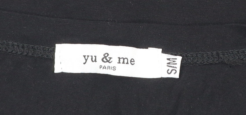 Yu & Me Paris Women's Black S T-Shirt Fearless Female Studded