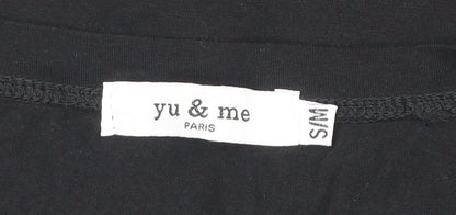 Yu & Me Paris Women's Black S T-Shirt Fearless Female Studded