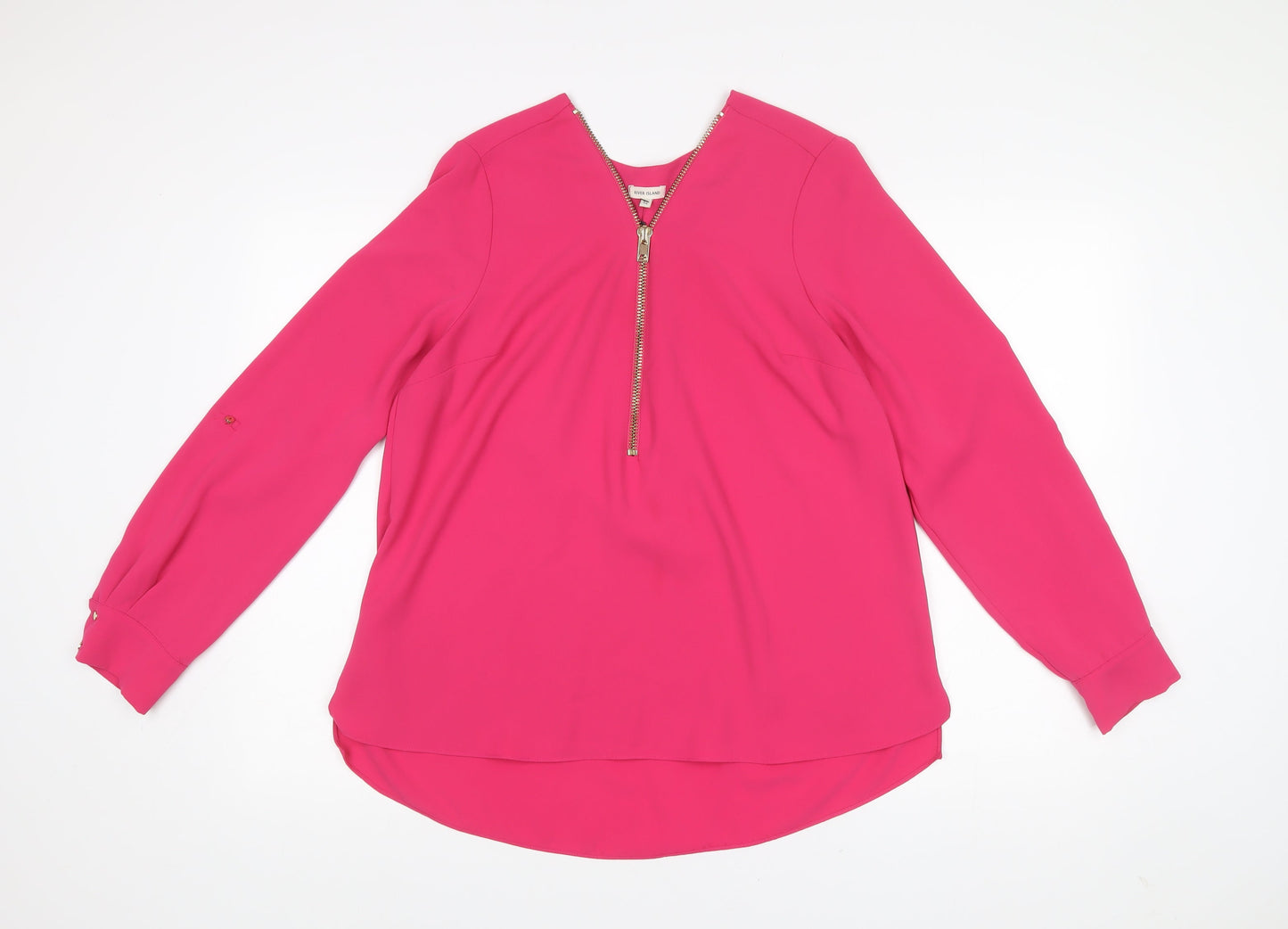 Womens UK Size 14 River Island Pink Basic Blouse
