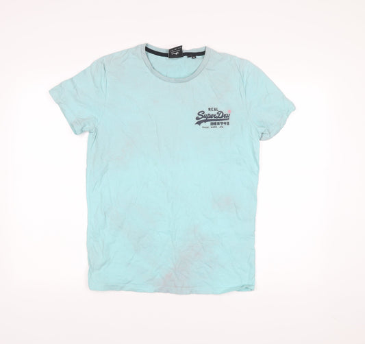 Superdry Men's Blue M Crew Neck Logo Cotton T-Shirt