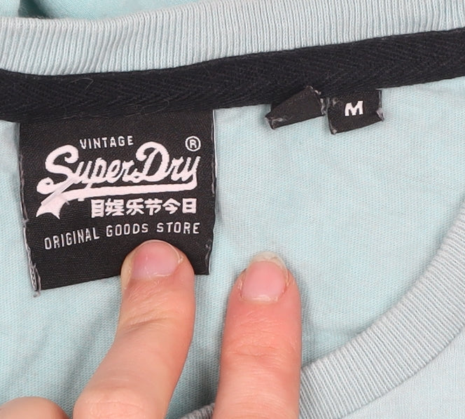Superdry Men's Blue M Crew Neck Logo Cotton T-Shirt