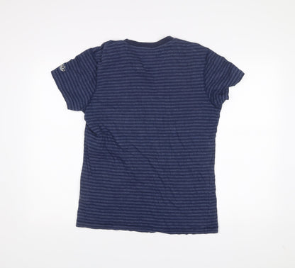 Adidas Men's Blue Striped Cotton Crew Neck T-Shirt Size M